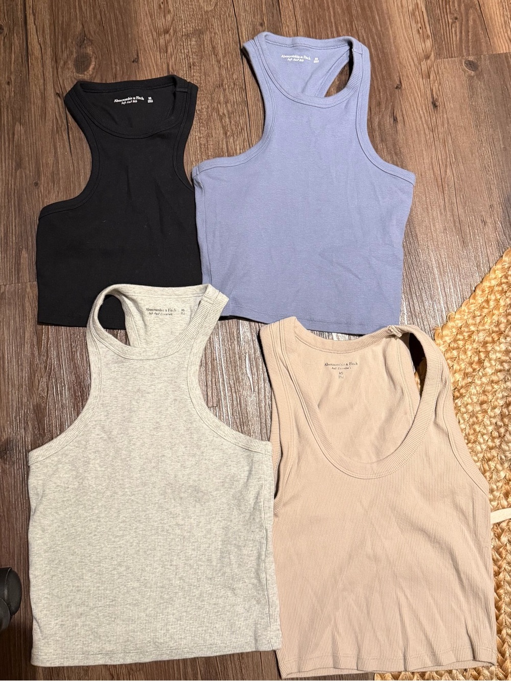 Abercrombie Ribbed Racerback Tank - Black, Blue, Light Gray, Beige